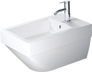 DURAVIT WANDBIDET 57CM MET OVERLOOP 1 KRAANGAT DOORGESTOKEN WIT 