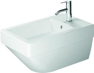 DURAVIT WANDBIDET 57CM MET OVERLOOP 1 KRAANGAT DOORGESTOKEN MET WONDERGLISS WIT 