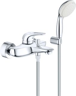 GROHE EUROSTYLE NEW BADMENGKRAAN MET DOUCHESET WAND EENGREEPS 2-GATS OMSTELINRICHTING 185MM UITLOOP VAST CHROOM 