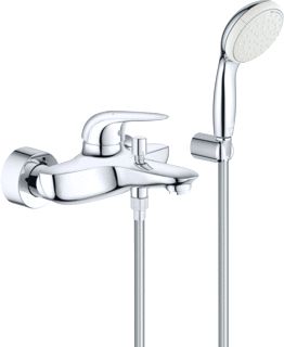 GROHE EUROSTYLE NEW BADMENGKRAAN MET DOUCHESET WAND EENGREEPS 2-GATS OMSTELINRICHTING 185MM UITLOOP VAST CHROOM