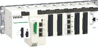 SCHNEIDER ELECTRIC PLC BASISEENHEID MODICON M580 NIVEAU 3 64X I/O INTERNE VOEDING 8X REK 12MB RAM LED DIO RIO IP20. 