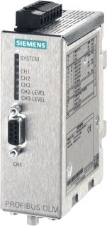 SIEMENS PROFIBUS OLM/G12 V4.0 OPTICAL LINK MODULE W. 1 RS485 AND 2 GLASS-FOC-INTERFACES (4 BFOC-SOCKETS) FOR STANDARD DISTANCES UP TO 2850 M 