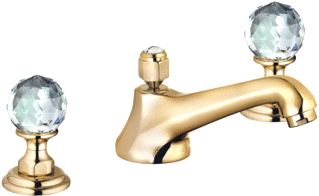 KLUDI ADLON 3-GATS WASTAFELKRAAN MET WASTE MET SWAROVSKI GREPEN MET VOORSPRONG 14.5CM GOUD 