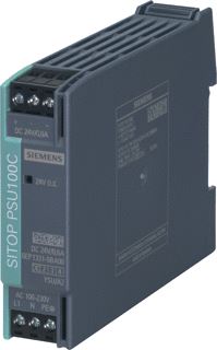 SIEMENS SITOP PSU100C 24 V/0.6 A STABILIZED POWER SUPPLY INPUT: AC 100-230 V (DC 110-300 V) OUTPUT: DC 24 V/0.6 A 