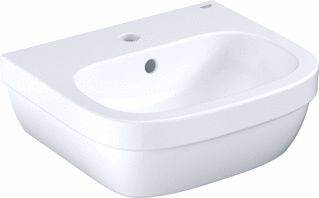 GROHE EURO CERAMICS FONTEIN RECHTHOEKIG 1X WASKOM KRAANGAT MIDDEN OVERLOOP KERAMIEK 449 X 396 X 149MM (BXDXH) WIT 