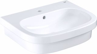 GROHE EURO CERAMICS WASTAFEL RECHTHOEKIG 1X WASKOM KRAANGAT MIDDEN OVERLOOP KERAMIEK 596 X 483 X 133MM (BXDXH) WIT 