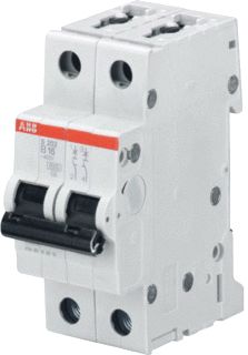 ABB S202 INSTALLATIEAUTOMAAT 2P B-KARAKTERISTIEK 2A IEC-EN 60898-1 6 KA-IEC60947-2 10 KA 2 MODULEN BREEDTE 35MM 