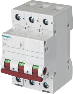 SIEMENS SENTRON OFF SWITCH 100 A 3-POLE WITH RED HANDLE. 5TL13911 