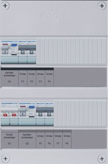 HAGER 4-GROEPENVERDELER HS 2 X ALS 30 MA 1-FASE EXCL. BUISINVOER