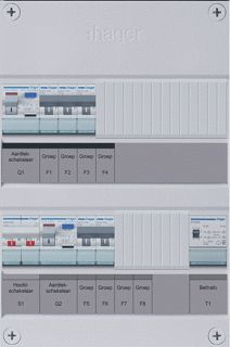 HAGER 5-GROEPENVERDELER HS 2 X ALS 30 MA +T 1-FASE EXCL. BUISINVOER