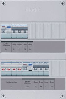 HAGER 6-GROEPENVERDELER HS 2 X ALS 2-POLIG 30 MA 3-FASE EXCL. BUISINVOER