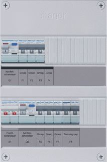 HAGER 6-GROEPENVERDELER HS 2 X ALS 30 MA +F 1-FASE EXCL. BUISINVOER