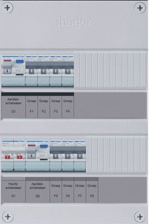 HAGER 7-GROEPENVERDELER HS 2 X ALS 30 MA 1-FASE EXCL. BUISINVOER