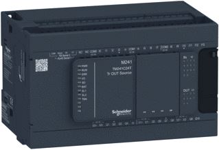 SCHNEIDER-ELECTRIC MODICON M241 CONTROLLER 24 I/O VOEDING 24VDC IN: 14 SINK/SOURCE TRANSI.(8 HIGH SP) OUT: 10 TRANSISTOR SOURCE 