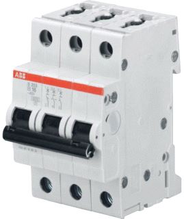 ABB S203 INSTALLATIEAUTOMAAT 3P B-KARAKTERISTIEK 2A IEC-EN 60898-1 6 KA-IEC60947-2 10 KA 3 MODULEN BREEDTE 52-5MM