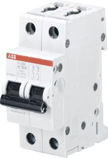 ABB S202 INSTALLATIEAUTOMAAT 2P K-KARAKTERISTIEK 13A IEC-EN 60898-1 6 KA-IEC60947-2 10 KA 2 MODULEN BREEDTE 35MM