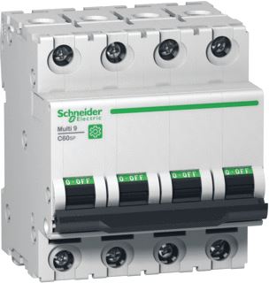 SCHNEIDER ELECTRIC MULTI 9 C60SP INSTALLATIEAUTOMAAT 4P 2 A B CURVE 480Y/277 V 10 KA UL1077