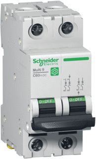 SCHNEIDER ELECTRIC MULTI 9 INSTALLATIEAUTOMAAT C60H-DC 2-POLIG 6A C-KARAKTERISTIEK 500VDC 10KA 