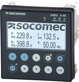 SOCOMEC MULTIFUNCTIONELE METER DIRIS A-40 RS485 MODBUS 3I 2O ETHERNET 3 INGANGEN / 2 UITGANGEN 8VA AC/2,5 VA DC CAT III. 