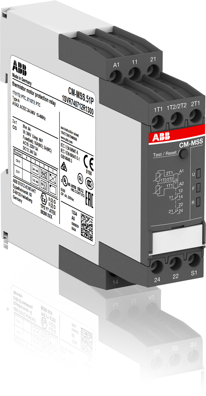 ABB THERMISTOR MOTOR BEVEILIGINGSRELAIS KORTSLUIT DYNAMISCH KAB AUTO RES MET VEERKLEMAANSLUITING CM-MSS-51P