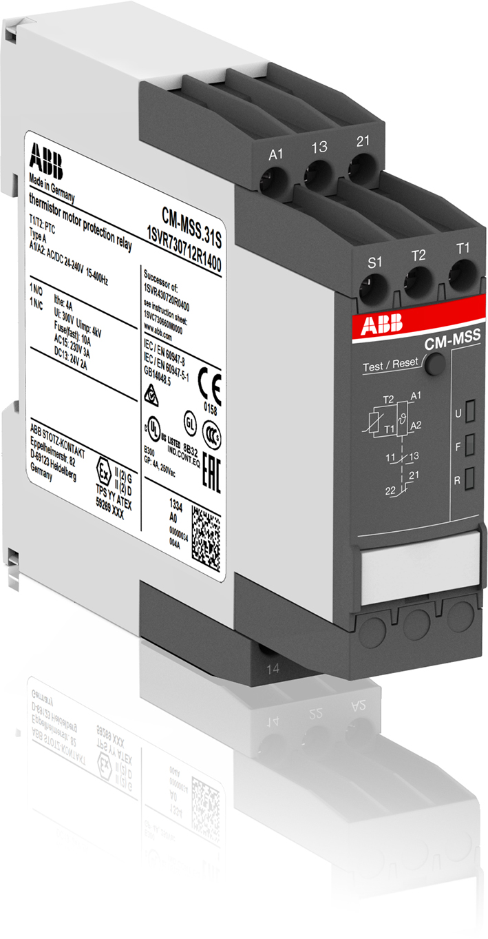 ABB THERMISTOR MOTOR BEVEILIGINGSRELAIS KORTSLUIT DYNAMISCH KAB H-AF-AU MET VEERKLEMAANSLUITING CM-MSS-31P