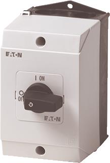 EATON AAN-UIT-SCHAKELAAR P1 KUNSTSTOF BEHUIZING STAND 0-1 3P + HULPC. 1M+1V AC23A-400V: 15 KW 32A ZWARTE KNOP NIET AFSLUITBAAR 