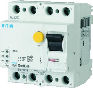 EATON FRCDM-S/BFQ SELECTIEVE DIGITALE AARDLEKSCHAKELAAR FREQUENTIEOMVORMERVAST IN. 63A FOUTSTROOM 300MA 4P 4 MODULEN 5 KA 