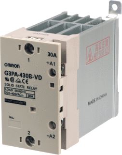 OMRON G3PA SOLID-STATERELAIS 1 FASE 200-480 VAC SECUNDAIR 30A STUURSPANNING 12-24VDC MONTAGE DIN-RAIL OF SCHROEFMONTAGE 