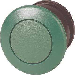 EATON RMQ-TITAN M22 FRONTELEMENT PADDESTOELPULSDRUKKNOP KLEUR GROEN KOP 36,5MM FRONT ROND 22,5MM INB. KUNSTSTOF FRONTRING ZWART 