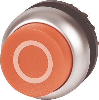 EATON RMQ-TITAN M22 FRONTELEMENT DRUKKNOPSCHAKELAAR HOGE LENS KLEUR ROOD OPDRUK O(WIT) FRONT ROND 22,5MM INB. FRONT. CHROOM 