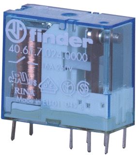 FINDER PRINTRELAIS 3,5MM LANGE AANSLUITPENNEN RASTER 5MM 1 WISSELCONTACT 16A/250VAC SPOELSPANNING 12VDC SENSITIEF CONTACT AGNI