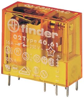 FINDER INSTEEK-/PRINTRELAIS RASTER 5 MM 1 MAAKCONTACT 16 A/250VAC SPOELSPANNING 230 V AC CONTACTMATERIAAL AGSNO2 