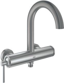 GROHE ATRIO NEW BADMENGKRAAN WAND EENGREEPS 2-GATS OMSTELINRICHTING 150+/-11MM HART 237MM UITLOOP VAST SUPERSTEEL 