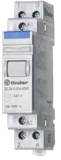 FINDER INSTALLATIERELAIS 17,4 MM BREED 2 VERBREEKCONTACTEN 20 A /250VAC SPOELSPANNING 230VAC CONTACTMATERIAAL AGSNO2