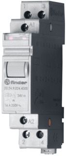 FINDER IMPULSRELAIS 17,4 MM BREED 2 CONTACTEN 16 A /250VAC VOLGENS SCHAKELPROGRAMMA (4 POS.) 24VDC CONTACTMATERIAAL AGSNO2