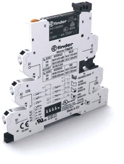 FINDER INTERFACERELAIS (VOET+RELAIS) MASTERTIMER PUSH-IN AANSLUITING 6,2MM 1 WISSELCONTACT 6A/250VAC SPOELSPANNING 24 VAC/DC 