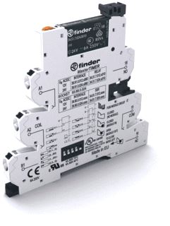 FINDER INTERFACERELAIS (VOET+RELAIS) MASTERTIMER PUSH-IN AANSLUITING 6,2MM 1 WISSELCONTACT 6A/250VAC SPOELSPANNING 12 VAC/DC