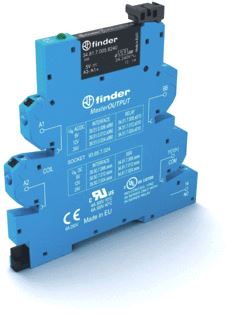 FINDER INTERFACERELAIS (VOET+RELAIS) MASTEROUTPUT PUSH-IN AANSLUTING 6,2MM SOLID STATE 1M 6A/24VDC AANSLUITSPANNING 12 VDC 