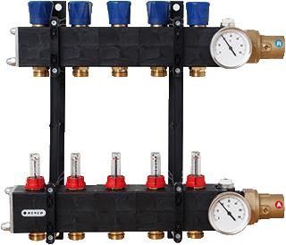 HENCO 1 GROEPS COMPOSIET VERDELER 1-EN 1X 3-4-REGELBAAR MET DEBIETMETING 