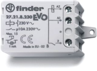 FINDER IMPULSRELAIS VOOR PANEELMONTAGE 2 CONTACTEN 10 A /250VAC VOLGENS SCHAKELPROGRAMMA (2 POS.) SPOELSPANNING 230VAC