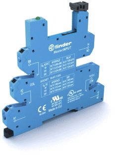 FINDER AANSLUITVOET (BLAUW) MET PUSH-IN-AANSLUITING VOOR 35 MM RAILMONTAGE 6+12+24VAC/DC VOOR RELAIS 34.51/34.81 MASTERINPUT 