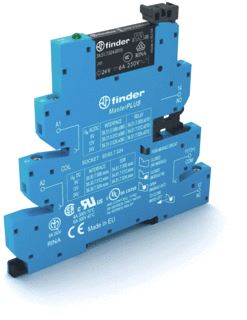 FINDER INTERFACERELAIS (VOET+RELAIS) MASTERPLUS 6,2MM BREED 1 WISSELCONTACT 6A/250VAC1 24-240VAC/DC LED AGNI EMC SCHROEF 