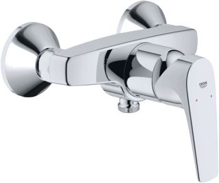 GROHE BAUFLOW DOUCHEMENGKRAAN WAND EENGREEPS 2-GATS CARTOUCHE KERAMISCH 150MM HARTAFSTAND MET KOPPELINGEN CHROOM 