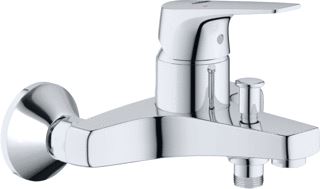 GROHE BAUFLOW BADMENGKRAAN WAND EENGREEPS 2-GATS OMSTELINRICHTING 150+/-15MM HART 167MM UITLOOP VAST CHROOM