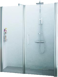 NOVELLINI GIADA G+F DOUCHEDEUR MET ZIJWAND RECHTHOEKIG DRAAIDEUR LINKS 1950 X 960MM (HXB) PROFIEL MAT CHROOM 6MM GLAS HELDER