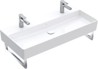 VILLEROY & BOCH MEMENTO 2.0 WASTAFEL HOEKIG 2X 1-GAT DOORGESTOKEN OVERLOOP WAND 470 X 1000MM (DXB) WIT ALPINE KERAMIEKPLUS