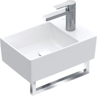 VILLEROY & BOCH MEMENTO 2.0 FONTEIN HOEKIG VOOR 1-GAT KRAANGAT DOORGESTOKEN WAND 260 X 400MM (DXB) WIT ALPINE 