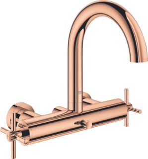 GROHE ATRIO BADMENGKRAAN TWEEGREEPS (KRUIS) 2-GATS MET S-KOPPELINGEN MET OMSTELINRICHTING 233MM HOOGTE VAST WARM SUNSET 