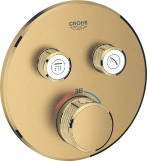 GROHE GROHTHERM SMARTCONTROL OPBOUWDEEL DOUCHETHERMOSTAATKRAAN ROND EENGREEPS 1-GATS 2X UITGANG OMSTEL COOL SUNRISE GEBORSTELD