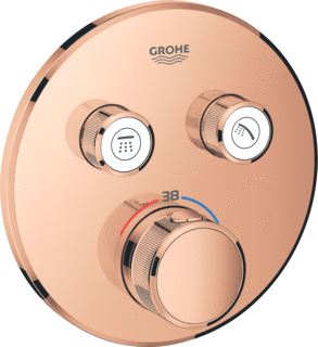 GROHE GROHTHERM SMARTCONTROL OPBOUWDEEL DOUCHETHERMOSTAATKRAAN ROND EENGREEPS 1-GATS 2X UITGANG OMSTEL WARM SUNSET